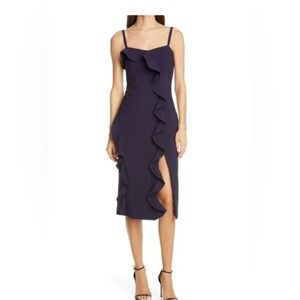 Likely Sprina Asymmetrical Ruffle Dress in Navy Blue NWT!!
